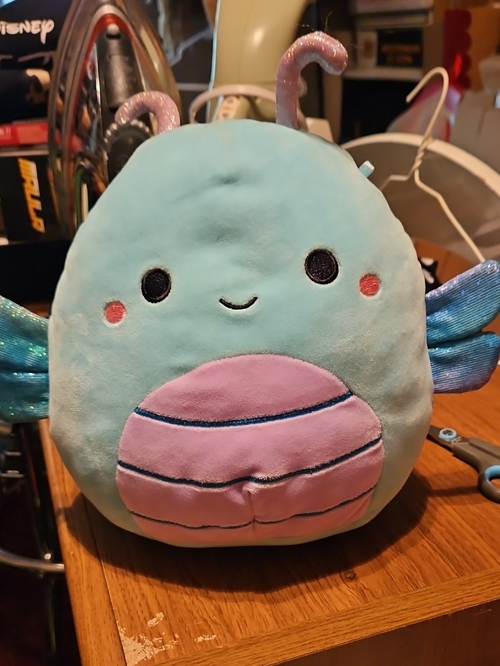 Squishmallows Light Blue Plush Sea Creature with Pink Belly and Shimmer Wings